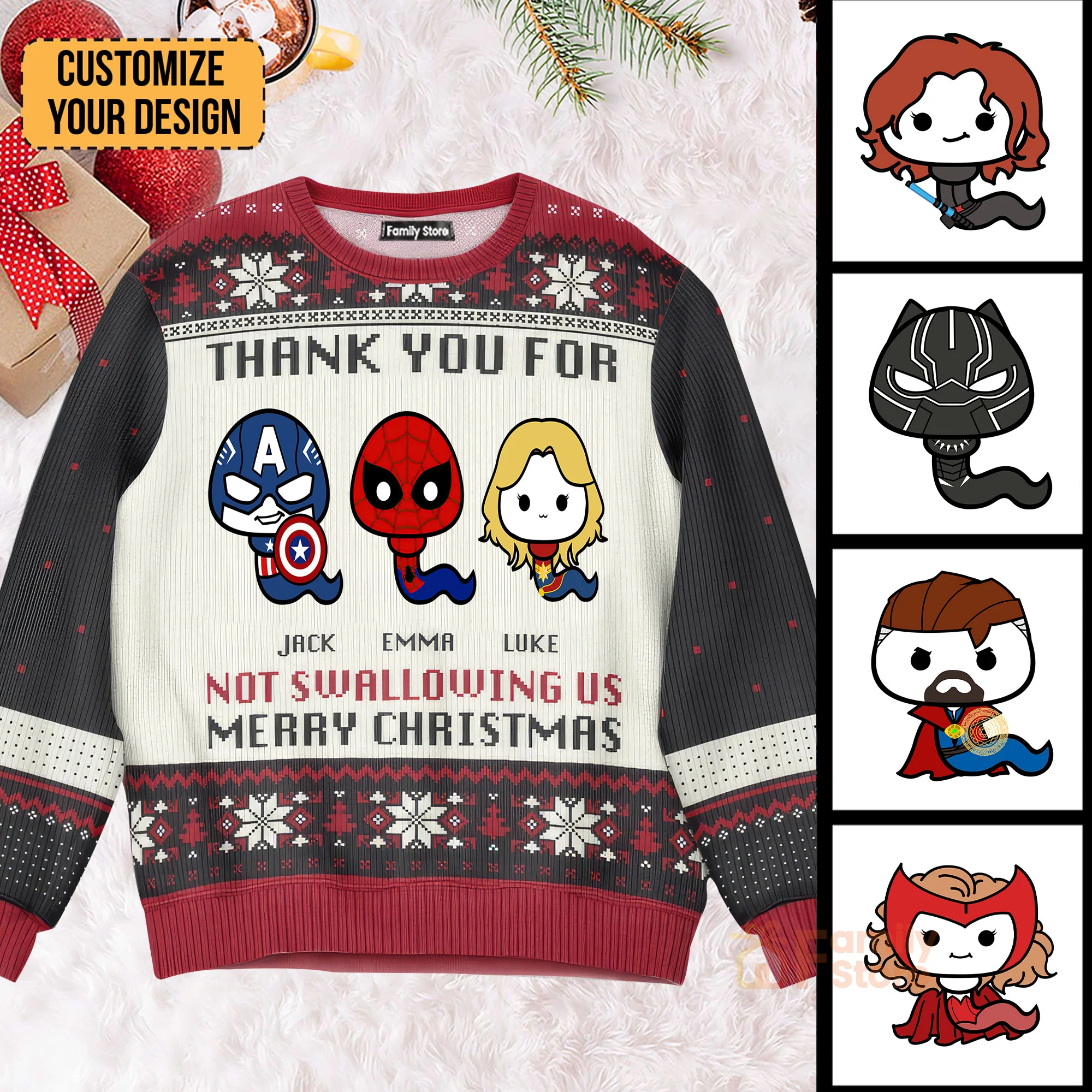 Thank You For Not Swallowing Us Marvel - Gift for Dad, Grandpa, Husband - Personalized Ugly Sweatshirt - CL01 NH96 - Image 2