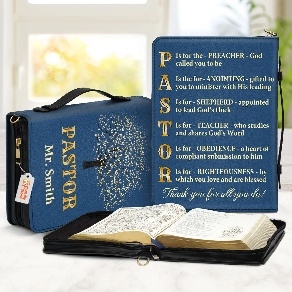 Thank You Pastor Blue - Thoughtful Gift For Christians - Personalized Bible Covers - AT4082433 - Image 2