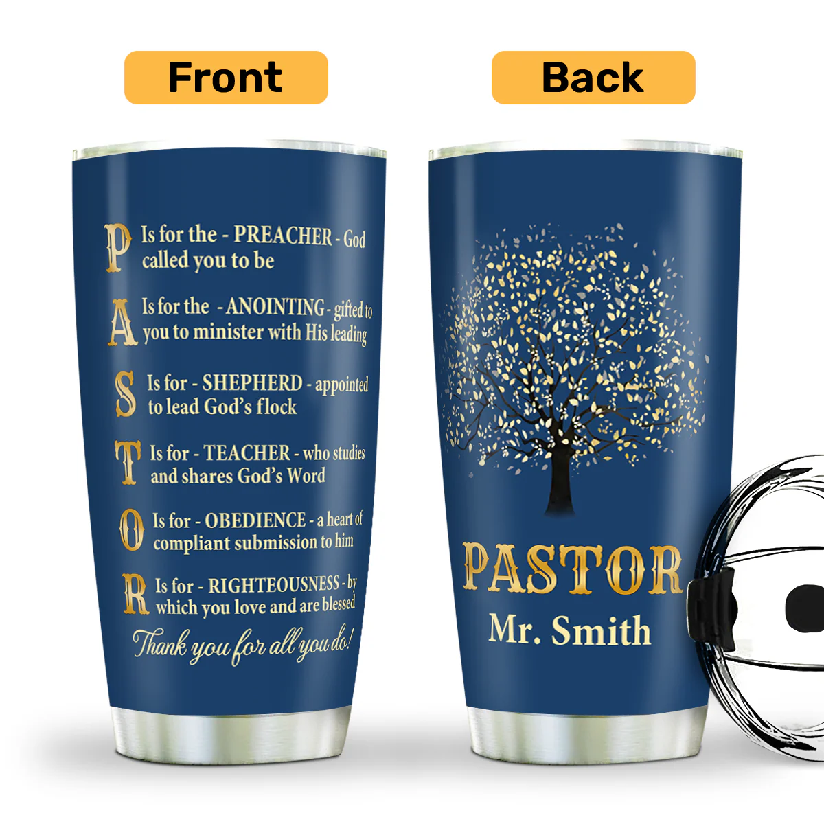 Thank You Pastor - Stainless Steel Tumbler - Image 3