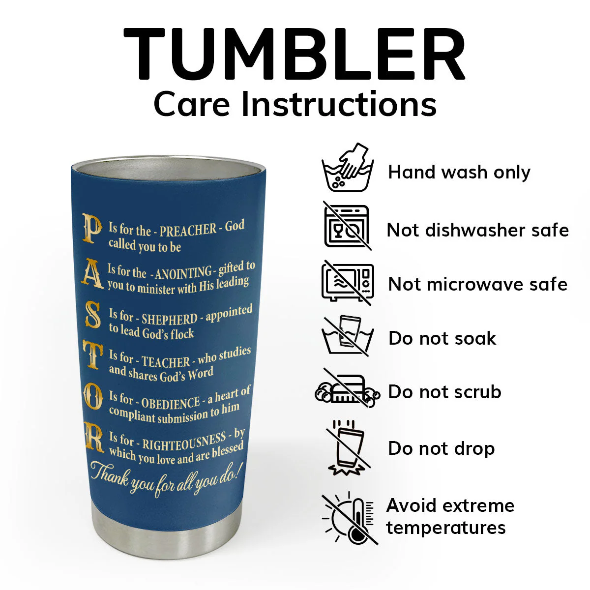 Thank You Pastor - Stainless Steel Tumbler - Image 4