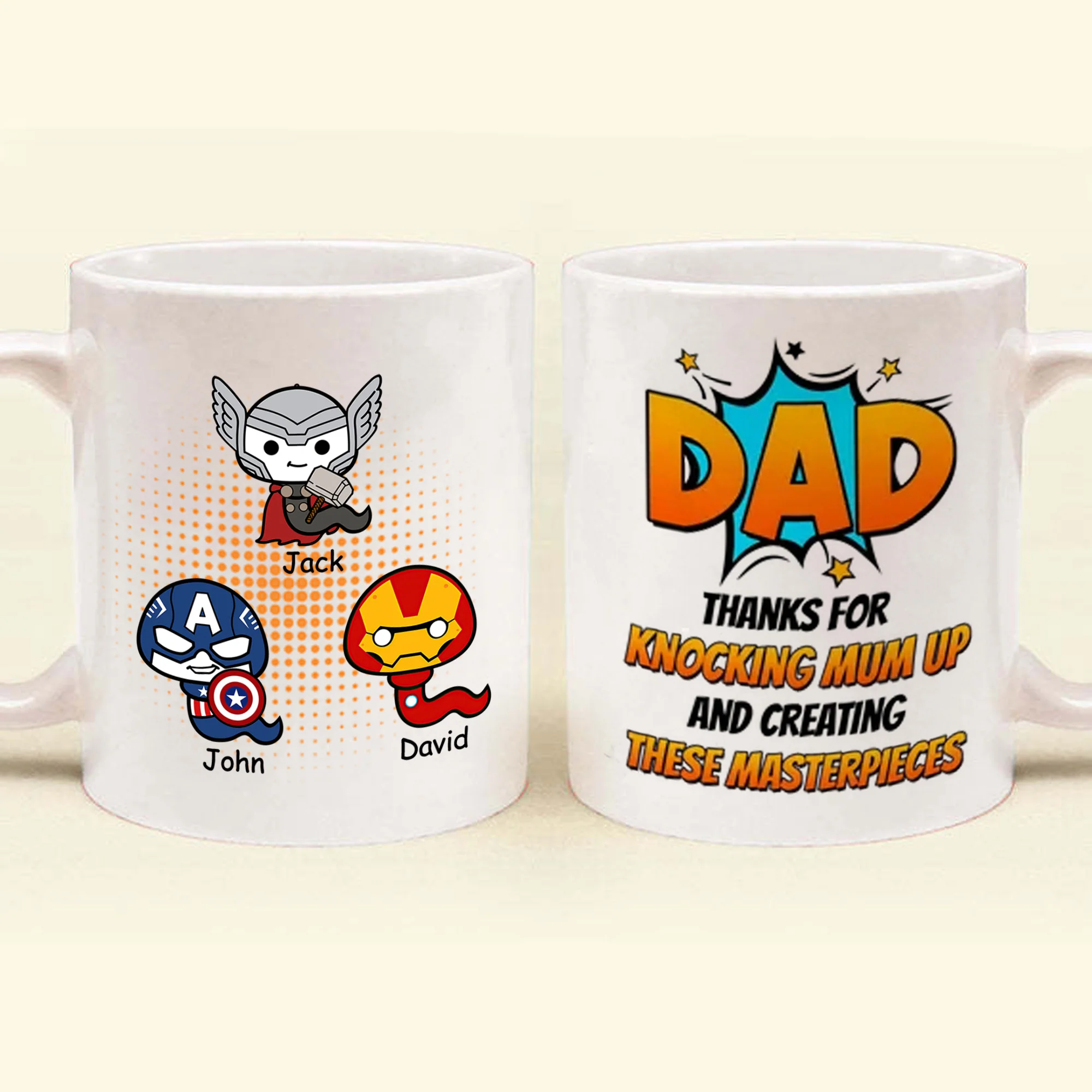 Thanks Dad For Knocking Mom And Creating These Masterpieces - Gift For Father's Day - Personalized Ceramic Mug - Image 4