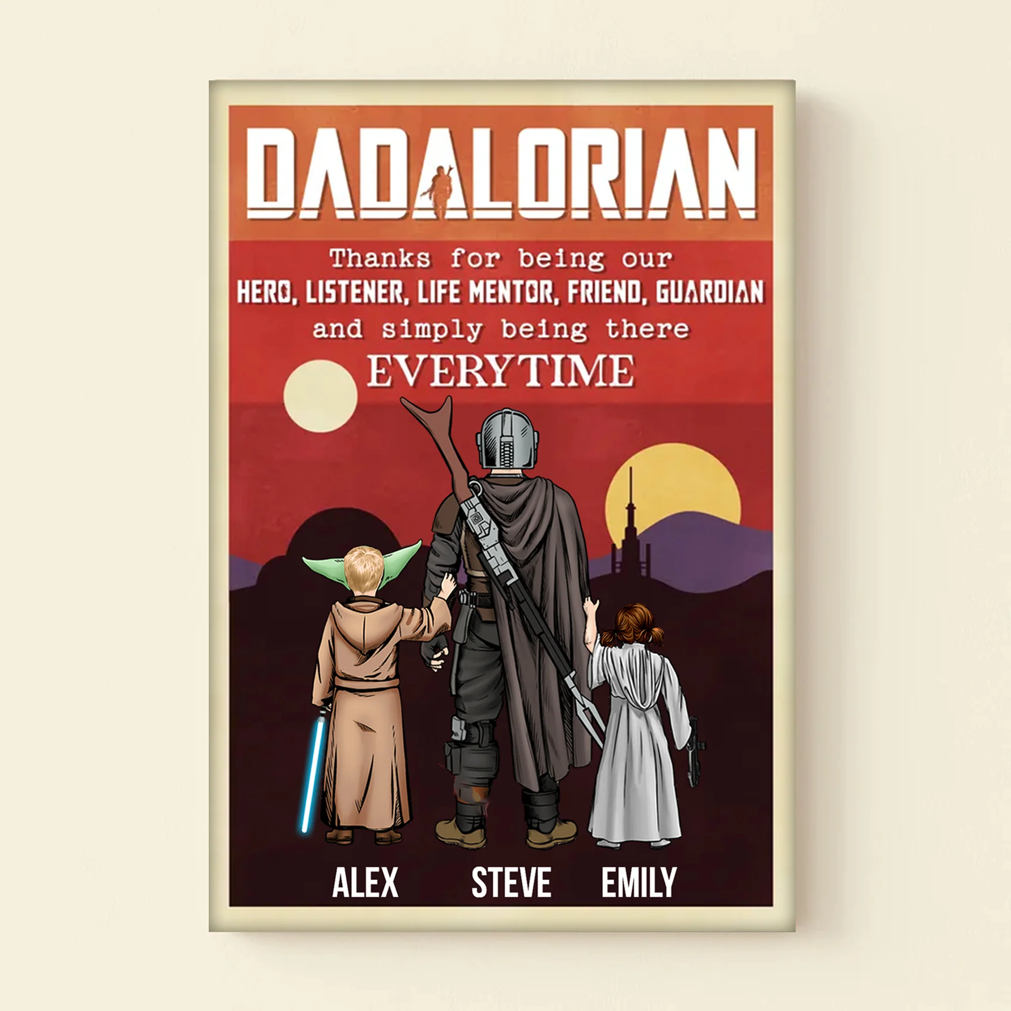 Stwa Thanks For Being Our Hero And Simply Being There Everytime - Gift For Dad, Husband, Father's Day - Personalized Canvas Poster