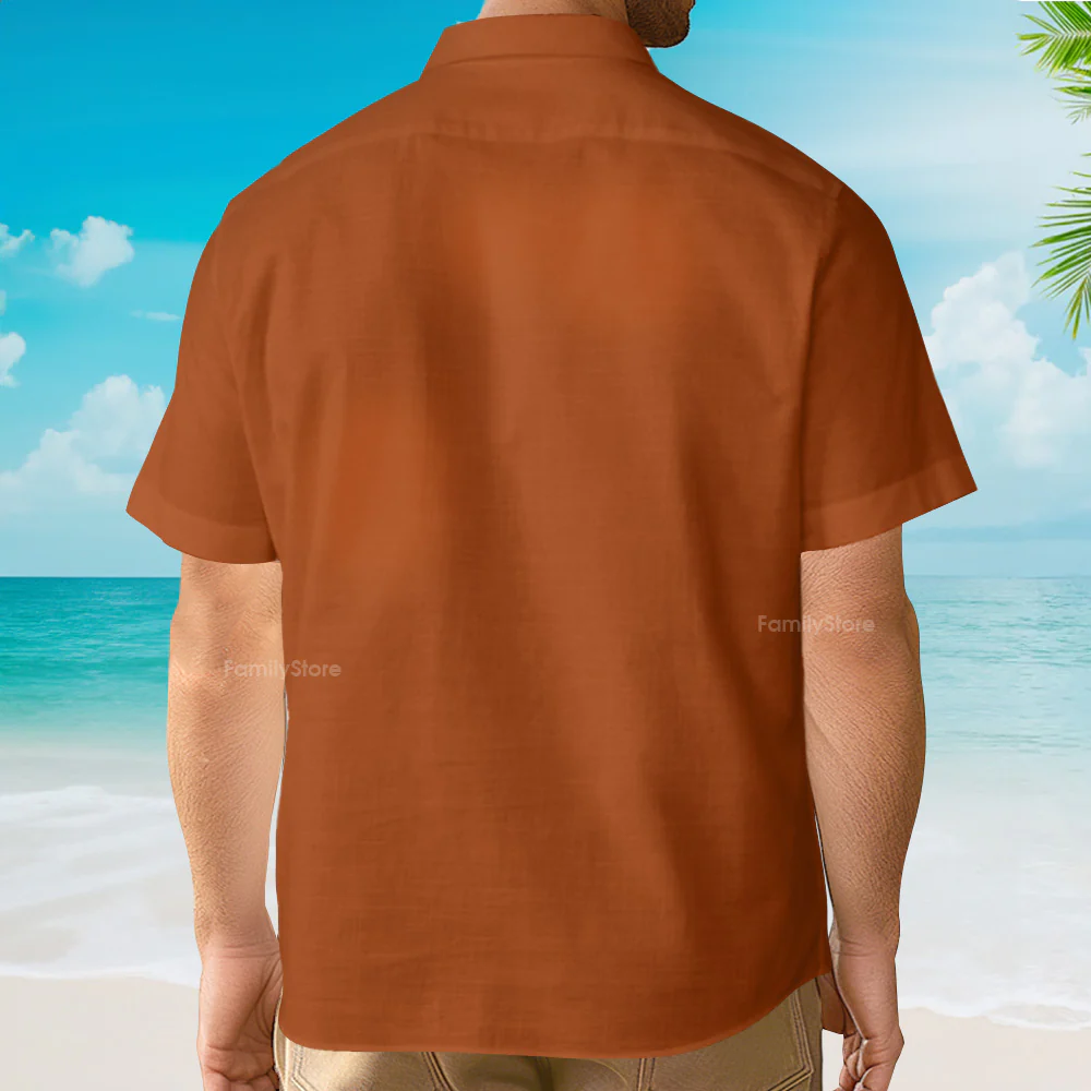 Thanksgiving Turkey Stripe Pattern Pumpkin Brown Hawaiian Shirt - Image 3