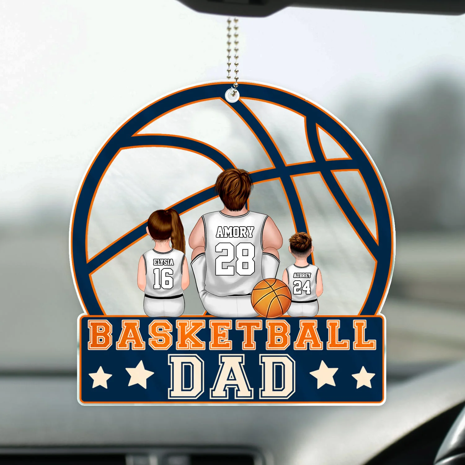 The Best Basket Dad Ever - Gift For Dad, Children, Family - Personalized Car Hanging Ornament - SPCL03 NA94 - Image 2