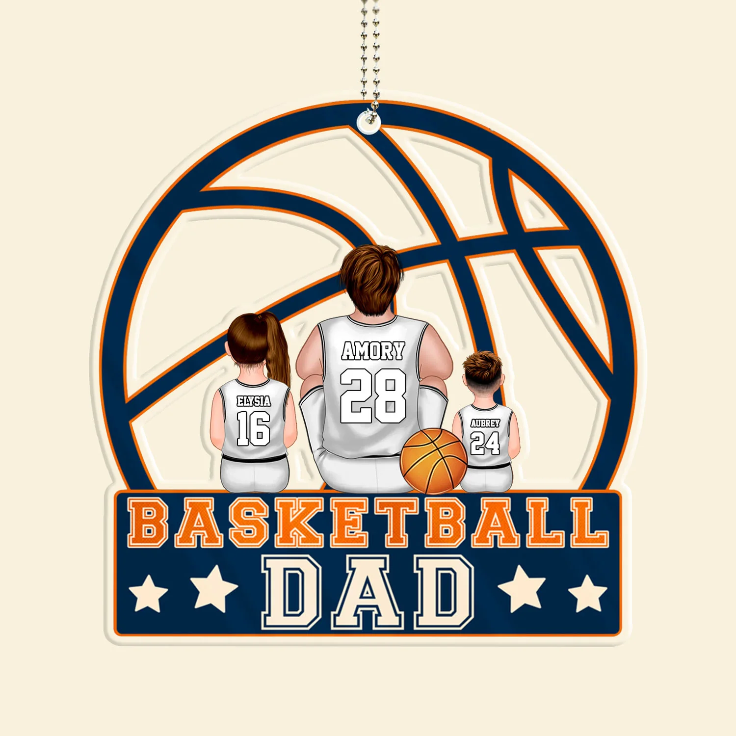 The Best Basket Dad Ever - Gift For Dad, Children, Family - Personalized Car Hanging Ornament - SPCL03 NA94 - Image 3