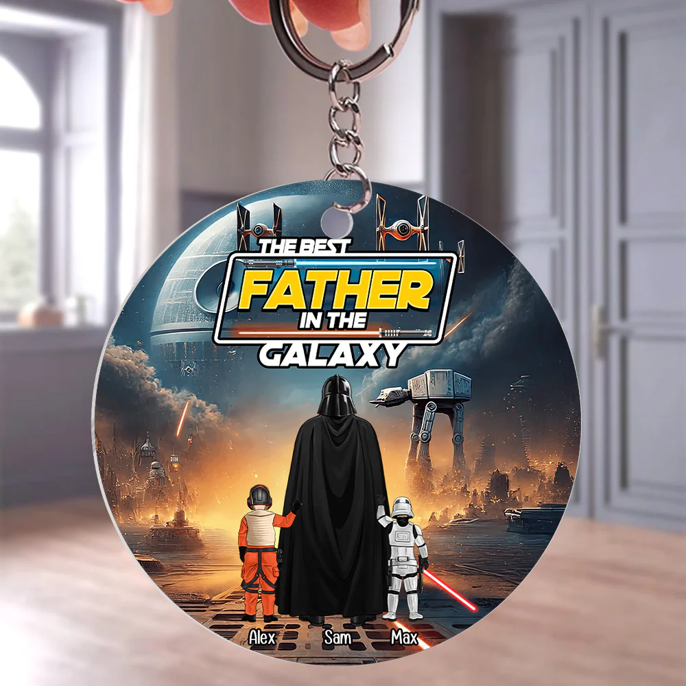 The Best Father In The Galaxy - Personalized Acrylic Keychain - Gift for Dad, Grandpa, Husband | CL08 NH96
