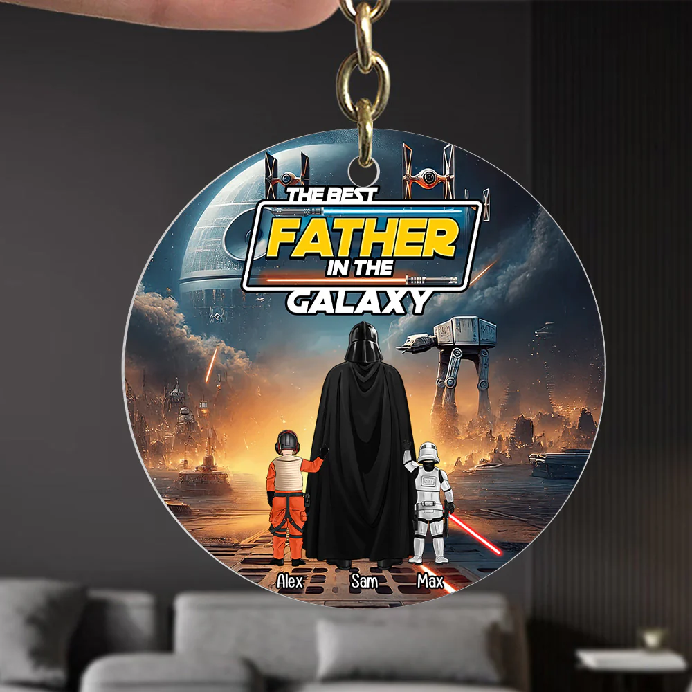 The Best Father In The Galaxy - Personalized Acrylic Keychain - Gift for Dad, Grandpa, Husband | CL08 NH96 - Image 3