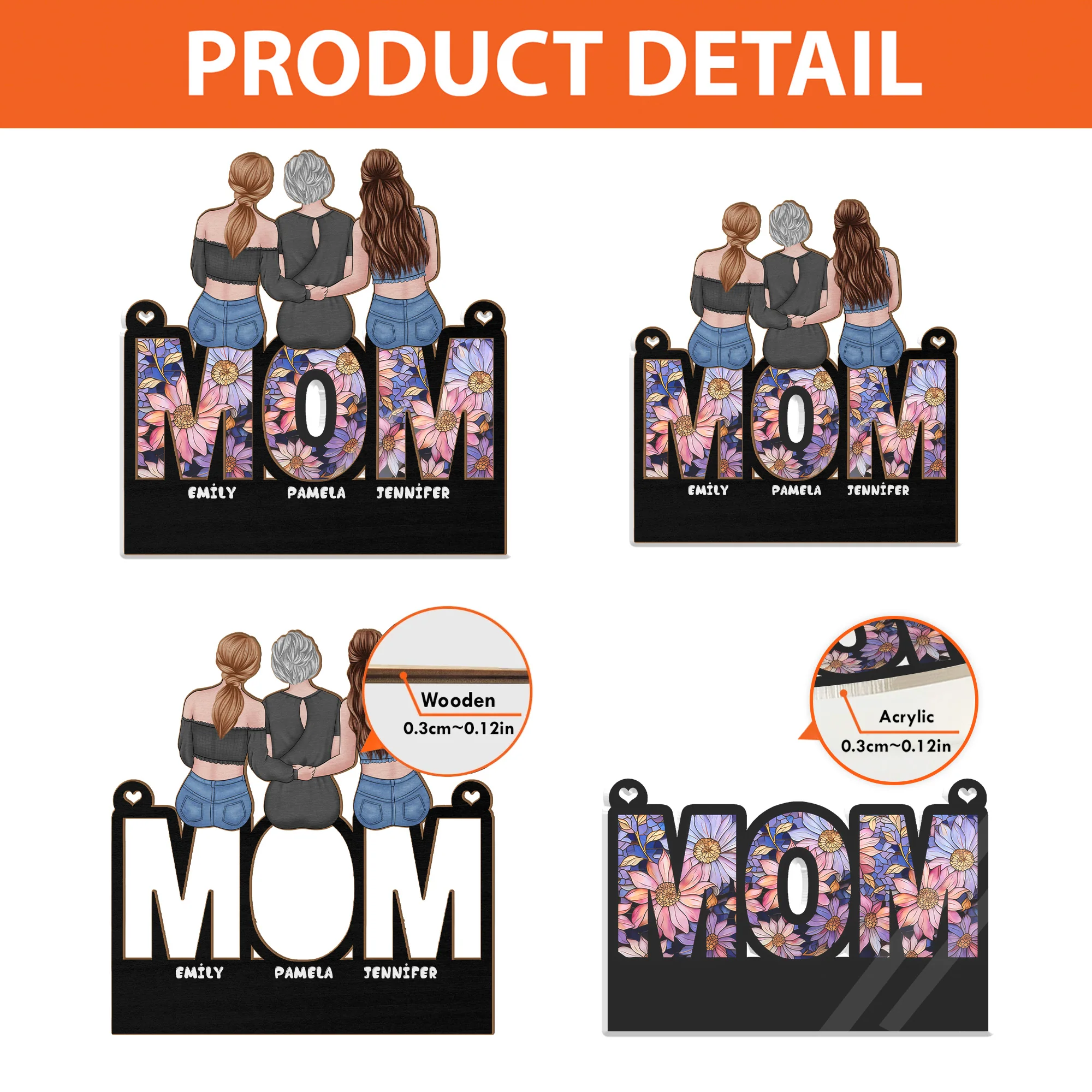 The Best Mammy Purple Flower Pattern - Personalized Window Hanging Window Hanging Suncatcher Ornament - Gift For Mom, Mother's Day| GR24 NA94 - Image 4