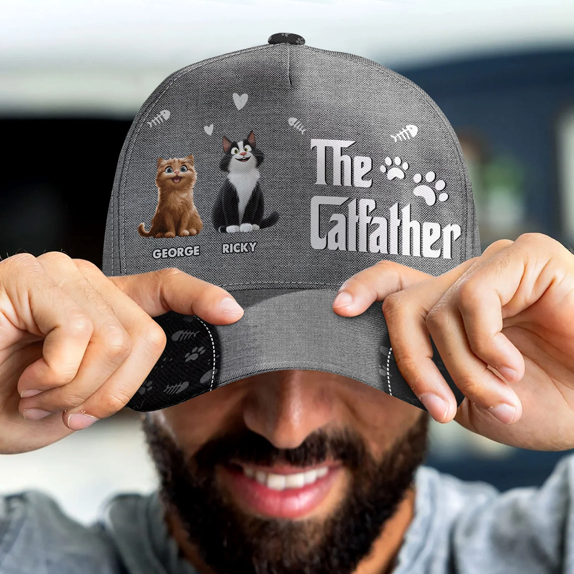 The Catfather - Personalized Classic Cap- Gift for Pet Owners, Pet Lovers, Cat Dad| CLP15. Ver5 NH96 - Image 4