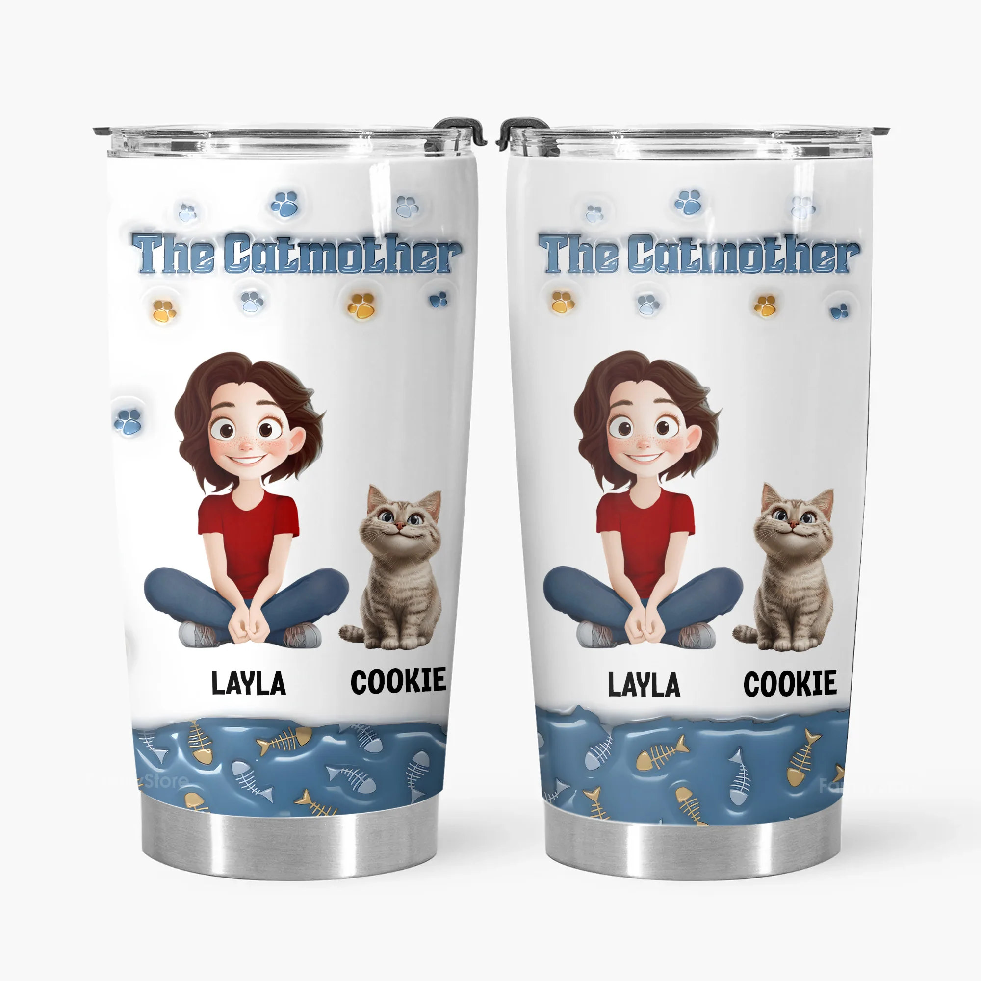 The Catmother 3D Inflated Effect Cartoon Cat - Personalized Tumbler Cup - Gift for Pet Owners, Pet Lovers, Cat Mom | CLP15 NH96 - Image 6