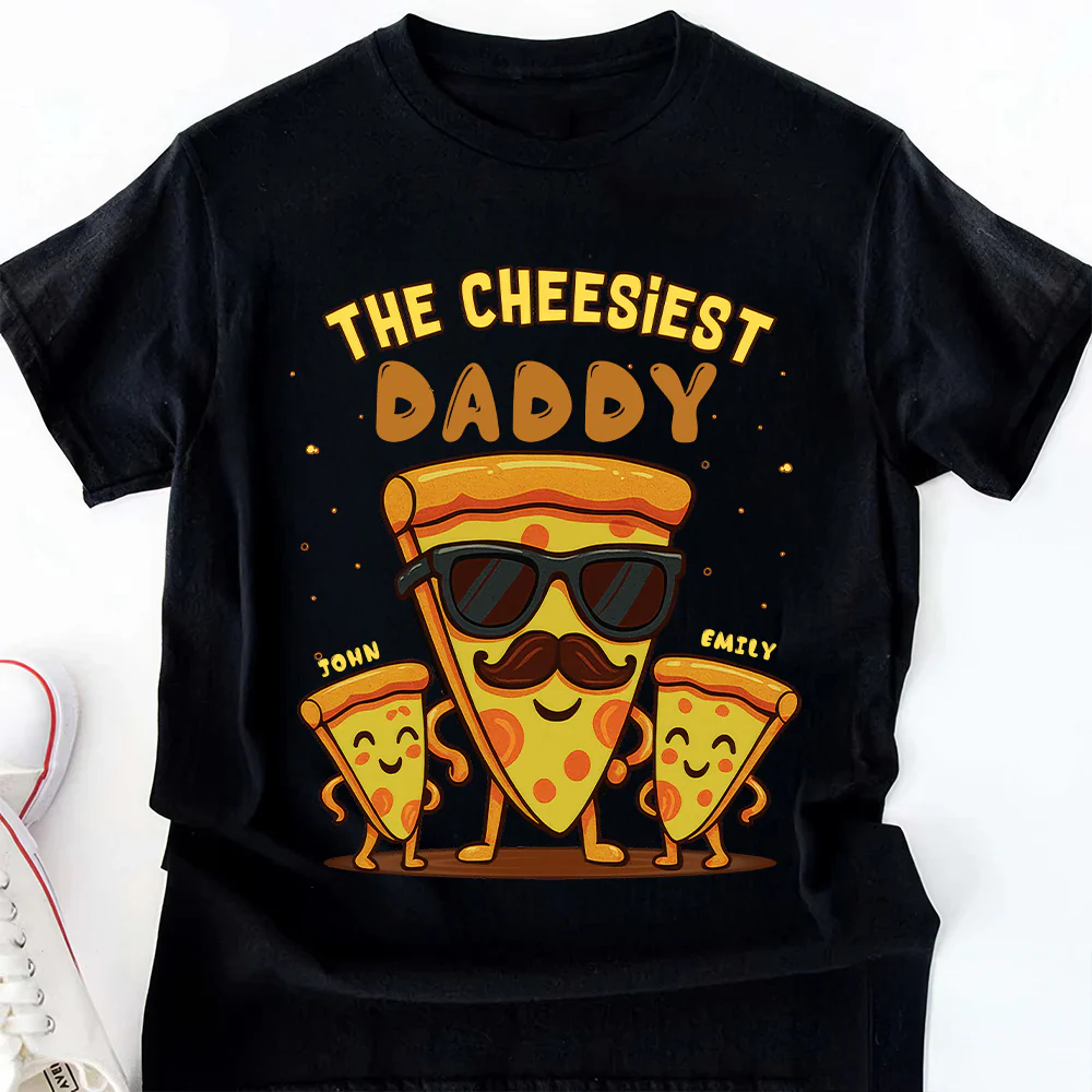 The Cheesiest Daddy - Personalized Shirt - Gift For Dad, Grandpa, Father's Day | NA94 - Image 2