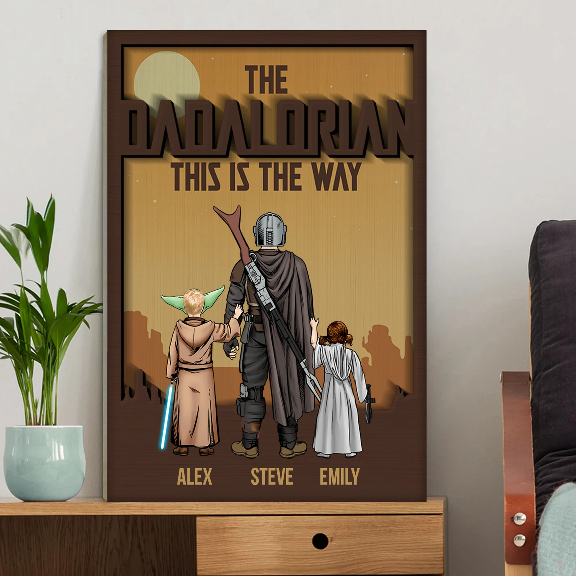Stwa The Dadalorian This Is The Way Travel In The Dessert - Gift For Father's Day - Personalized Canvas Poster - Image 2