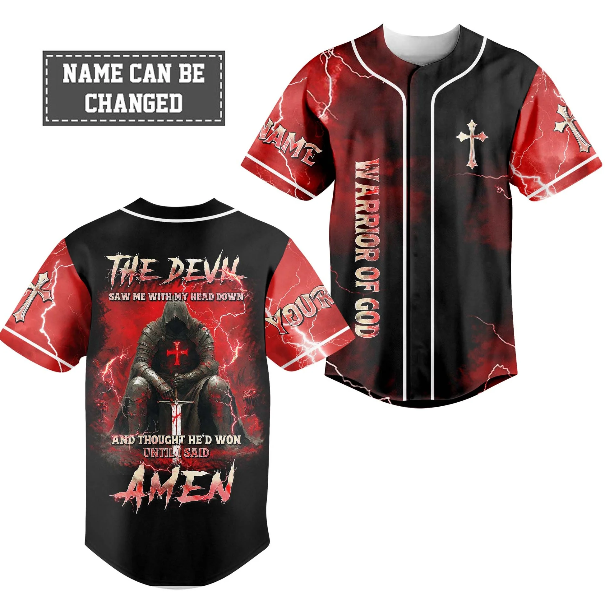 The Devil Saw Me With My Head Down Custom Name Baseball Jersey - Christant Gift For Him