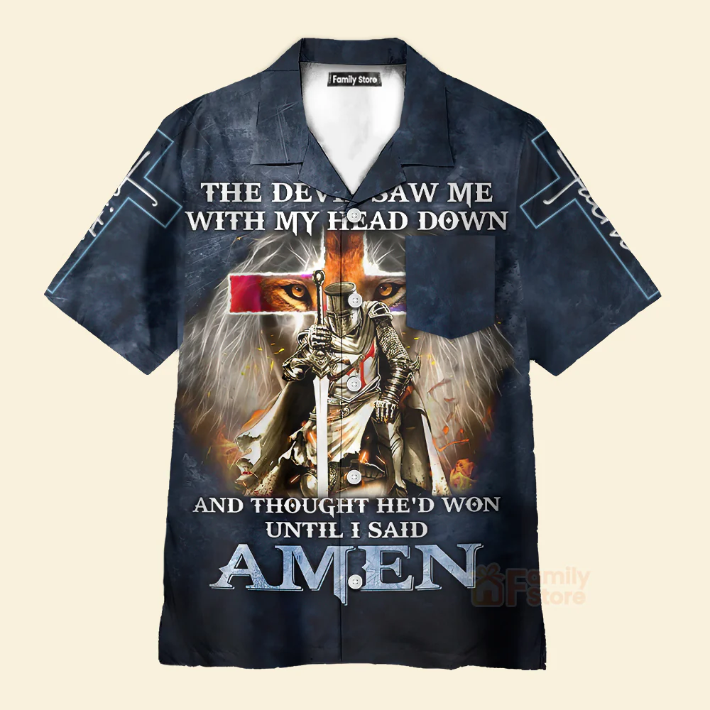 The Devil Saw Me With My Head Down Hawaiian Shirt - Image 2