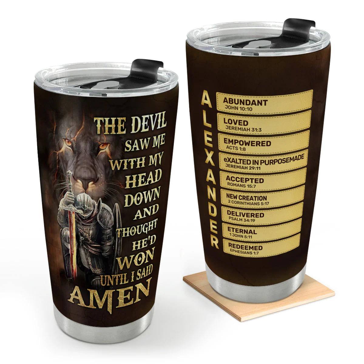 The Devil Thought He Won Until I Said Amen - Personalized Stainless Steel Tumbler - Gift For Him | HN02