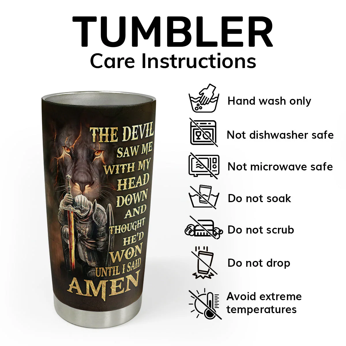 The Devil Thought He Won Until I Said Amen - Personalized Stainless Steel Tumbler - Gift For Him | HN02 - Image 5