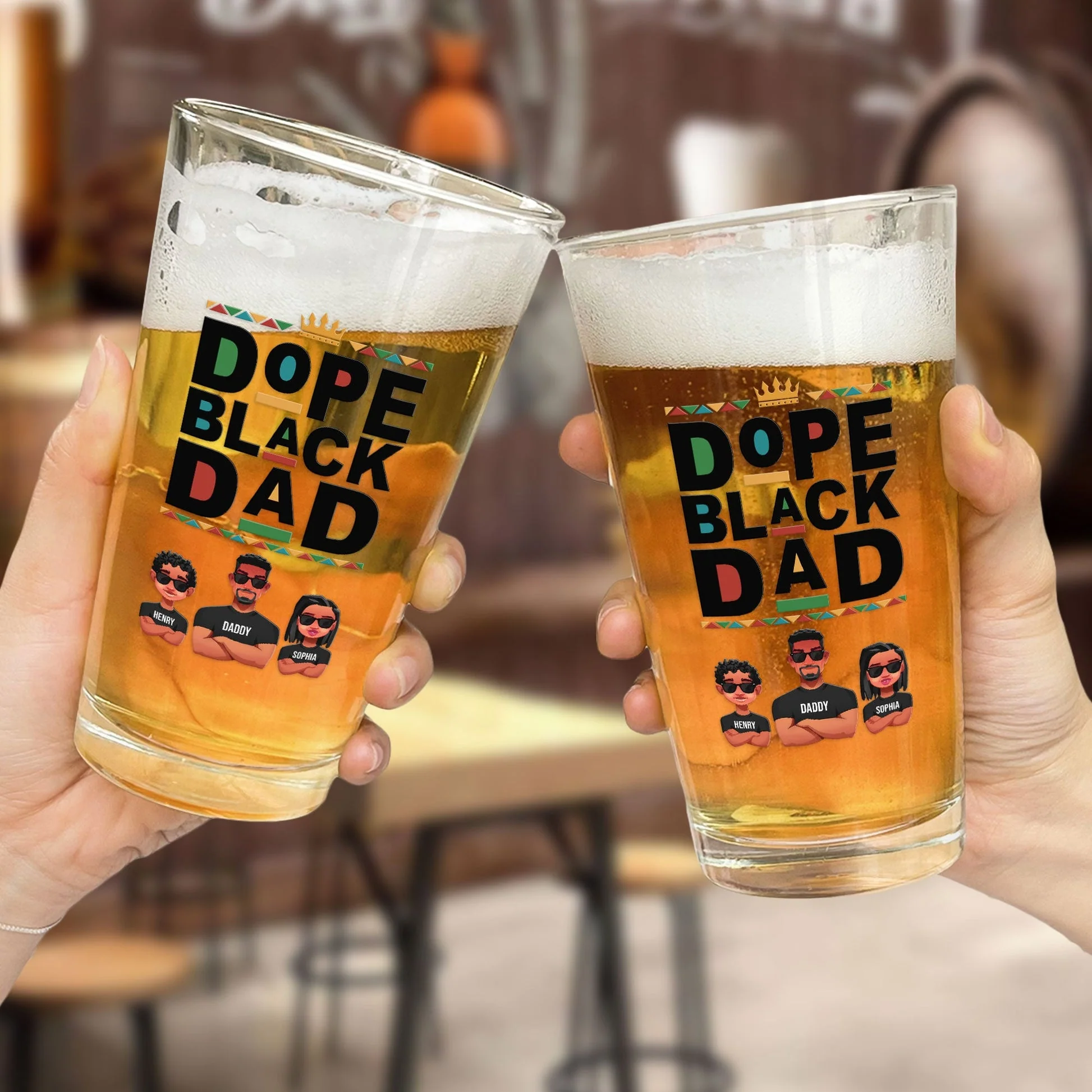 The Dope Black Dad - Personalized Beer Glass - Gift For Dad, Fathers Day, Black African - CL50 NA94 - Image 2