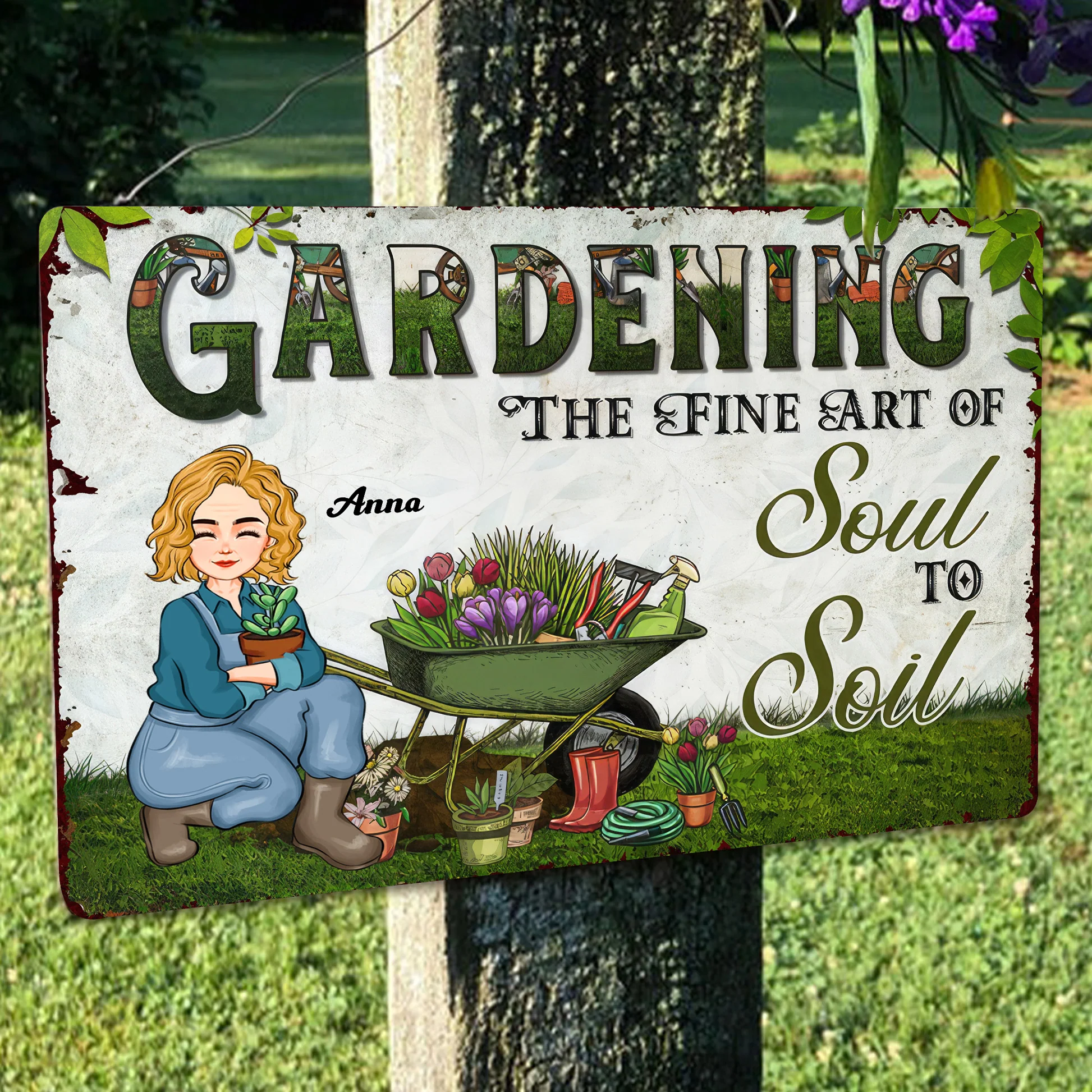 The Fine Art Of Soul To Soi - Personalized Metal Sign - Gift For Mom, Mother's Day, Gardening Lovers | GR17 NA94 - Image 3