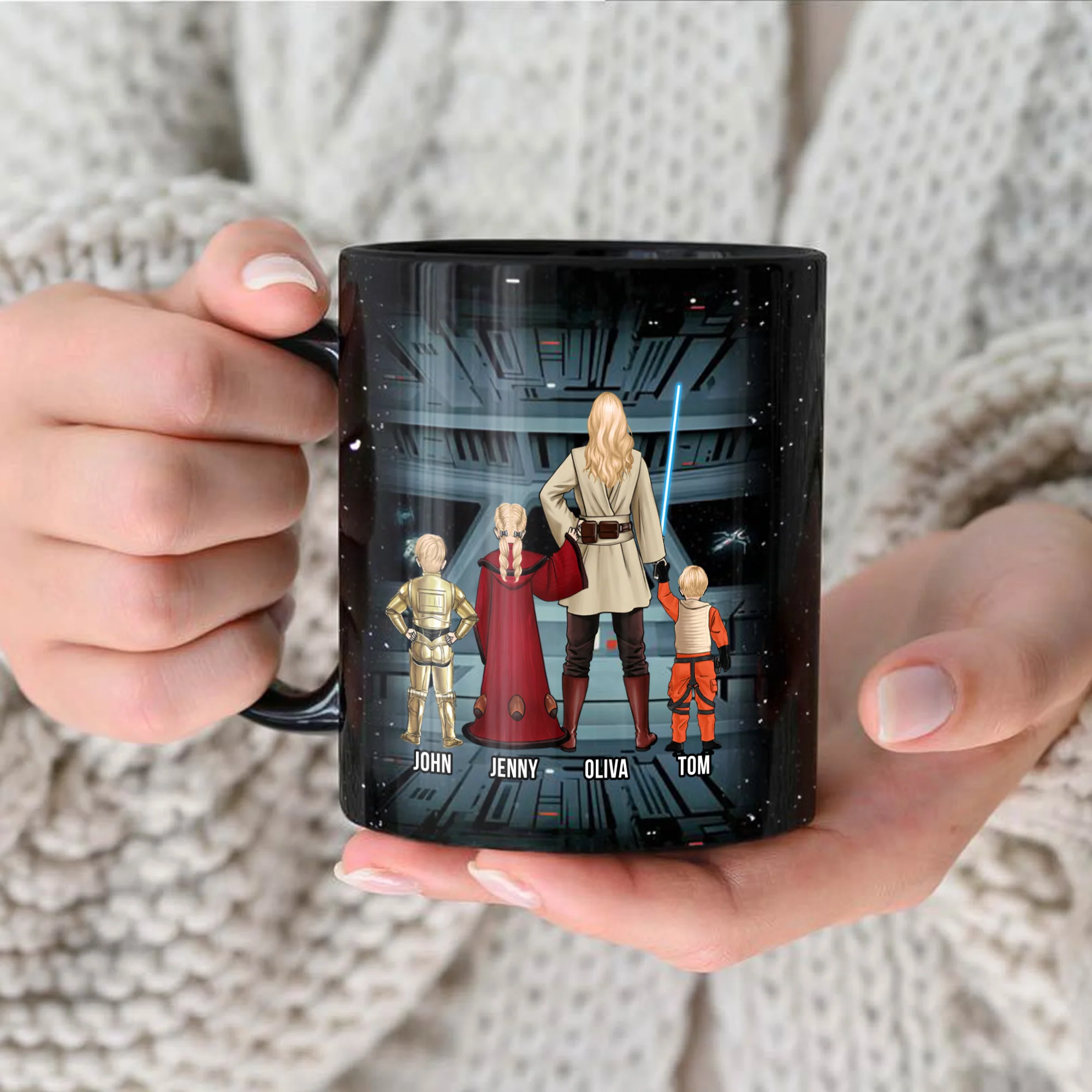 Stwa The Froce Is Strong With This Mom - Gift For Mom - Personalized Black Mug - CL08 NA94 - Image 4