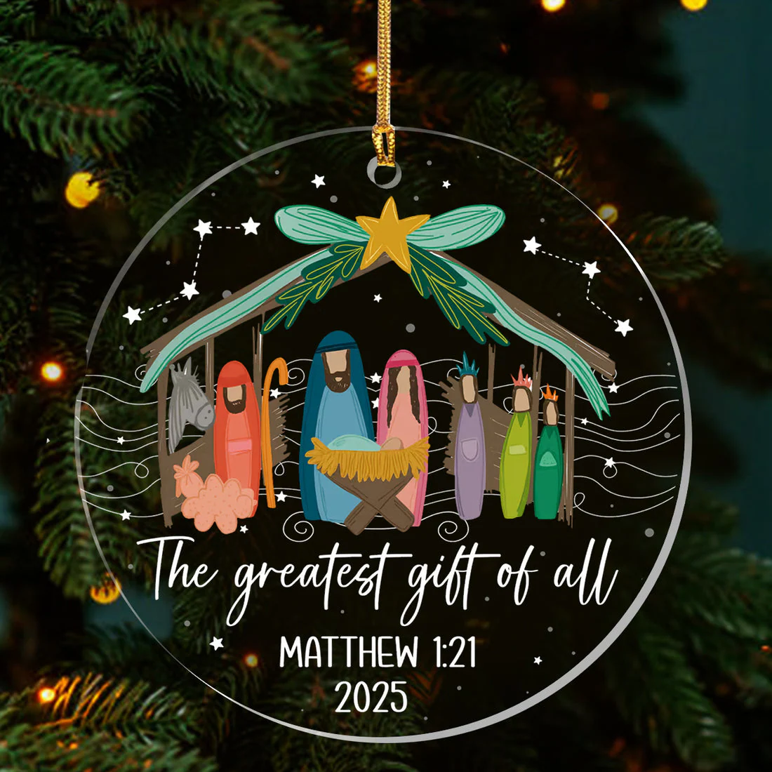 The Greatest Gift Of All Christmas Nativity Scene - 1-Layer Acrylic Ornament HL128 - Image 2