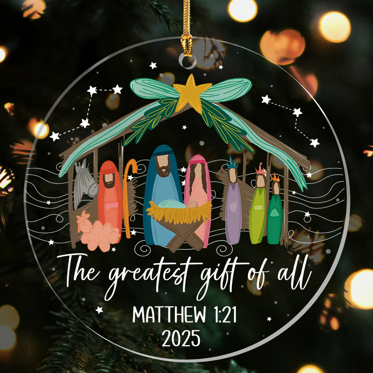 The Greatest Gift Of All Christmas Nativity Scene - 1-Layer Acrylic Ornament HL128 - Image 3