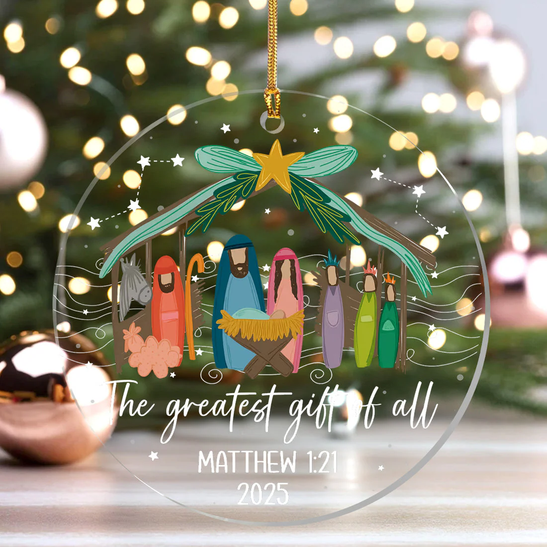 The Greatest Gift Of All Christmas Nativity Scene - 1-Layer Acrylic Ornament HL128 - Image 4