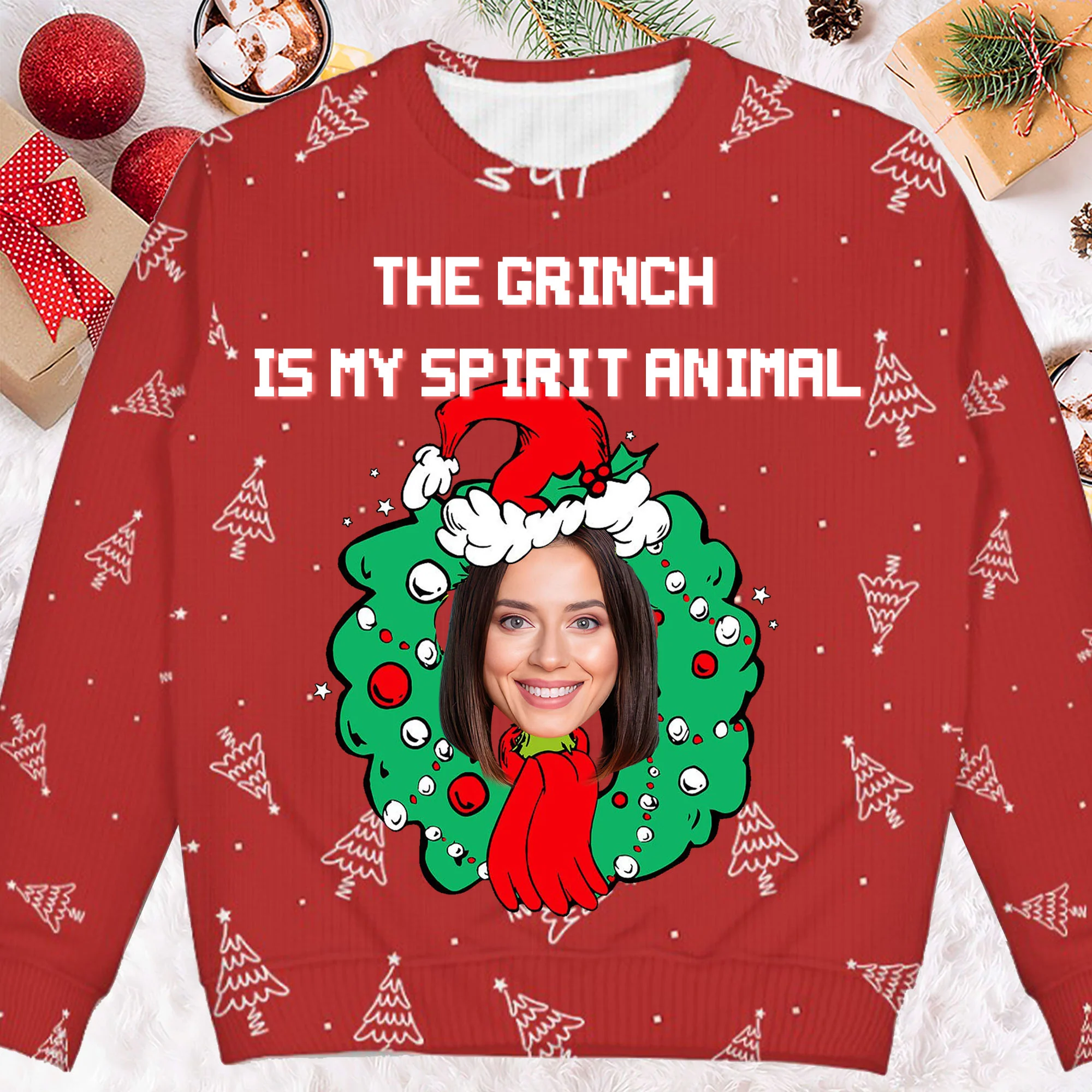 The Green Monster Is My Spirit Animal - Funny Gift For Friend, Family Member - Personalized Ugly Sweatshirt NA94 - Image 2