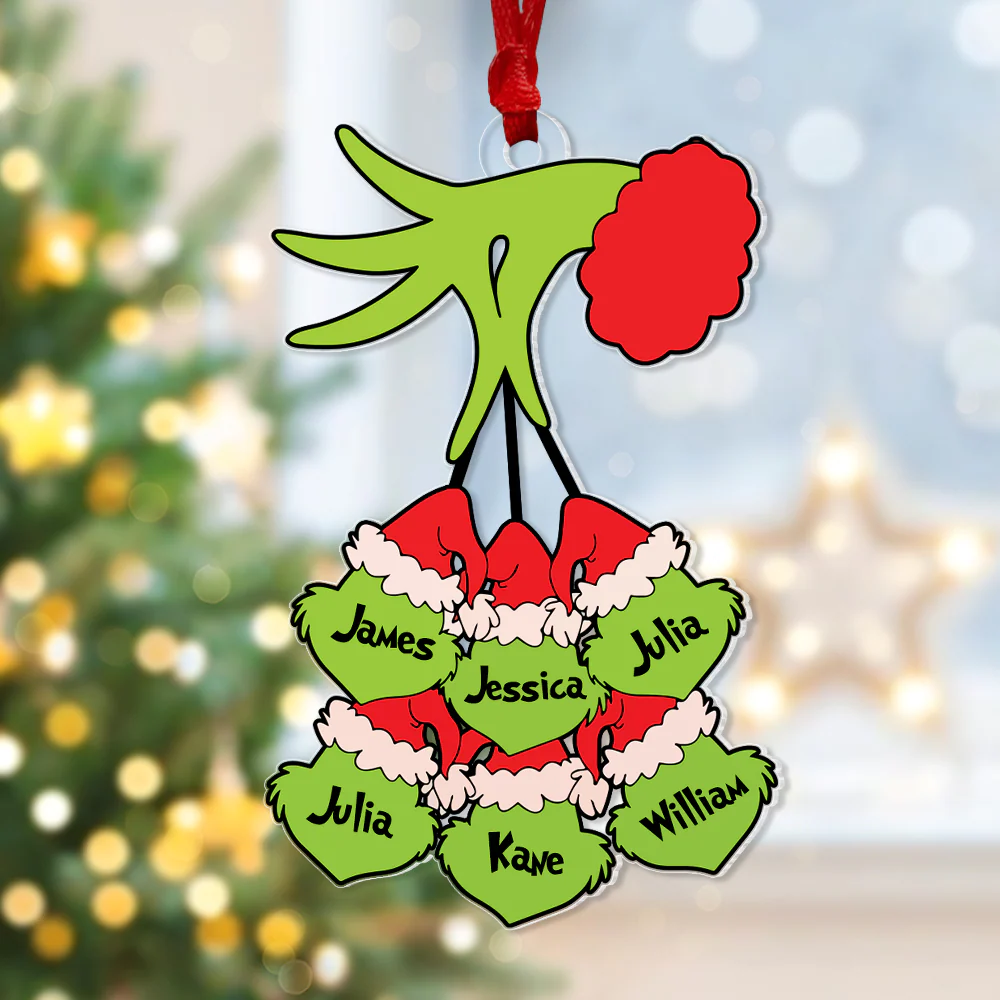 The Grinch Christmas With Us - Gift For Family - Personalized Acrylic Ornament NA94 - Image 2