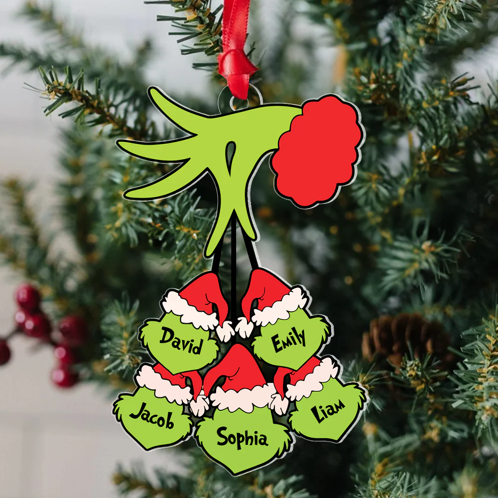 The Grinch Christmas With Us - Gift For Family - Personalized Acrylic Ornament NA94 - Image 3