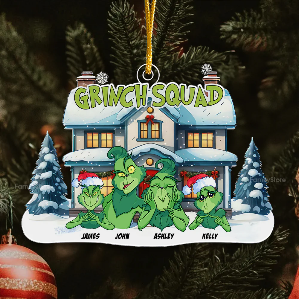 The Grinch Squad Merry Christmas - Gift For Family - Personalized Acrylic Ornament  - CL27 NA94 - Image 4
