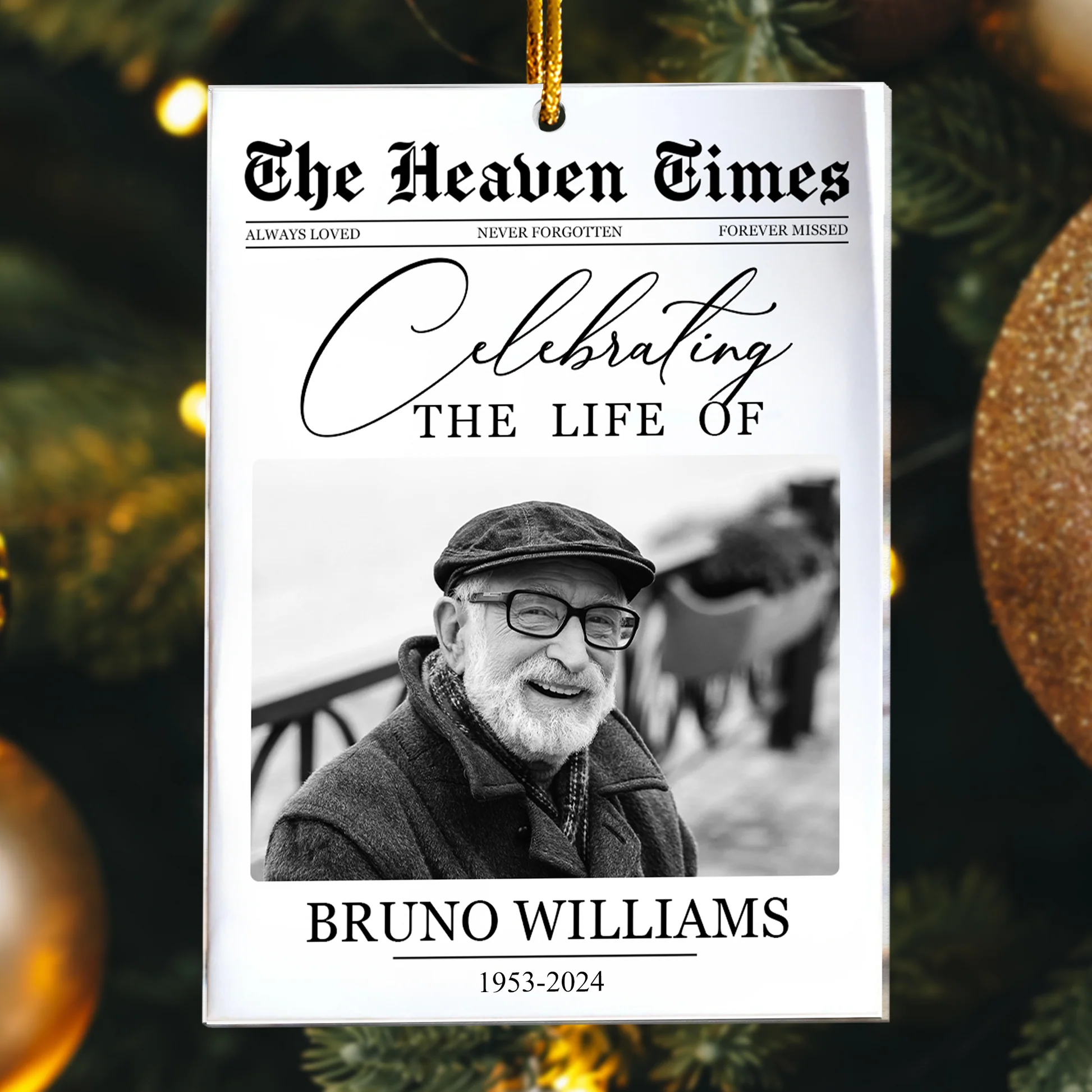 The Heaven Times Newspaper - Personalized Acrylic Ornament - Christmas & Memorial Gift For Mom, Dad HH01