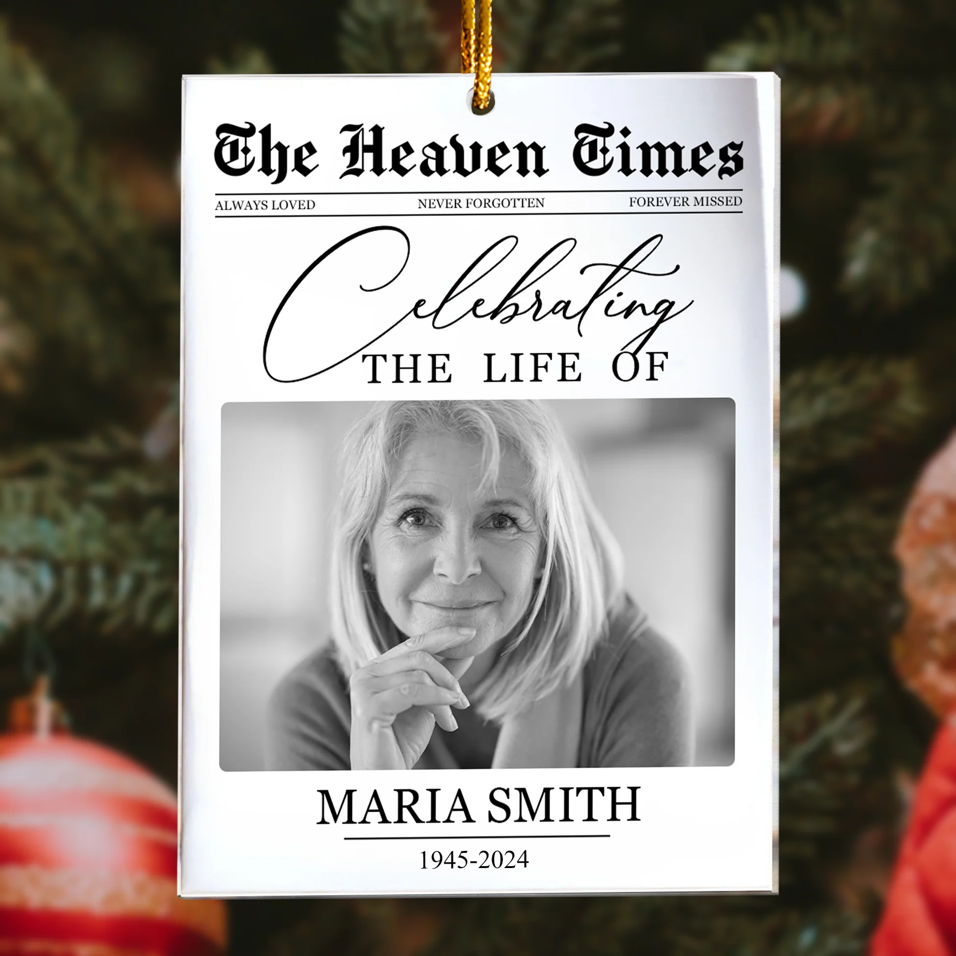 The Heaven Times Newspaper - Personalized Acrylic Ornament - Christmas & Memorial Gift For Mom, Dad HH01 - Image 2