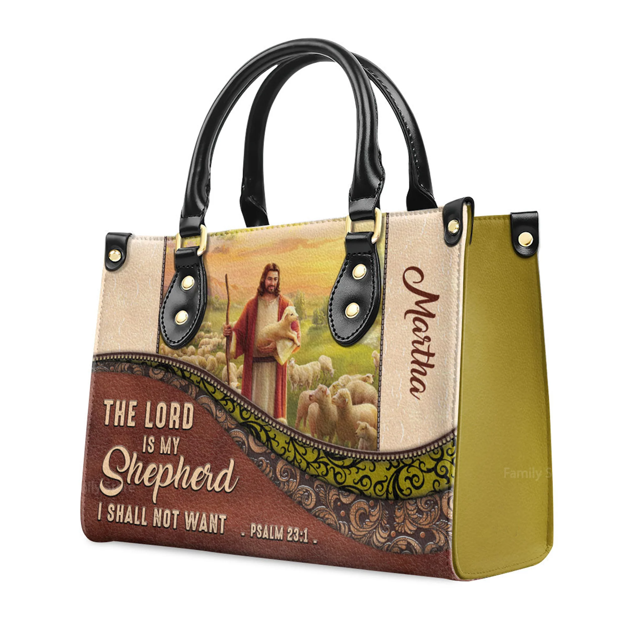 The Lord Is My Shepherd, I Shall Not Want - Unique Personalized Leather Handbag - AT4081437 - Image 3