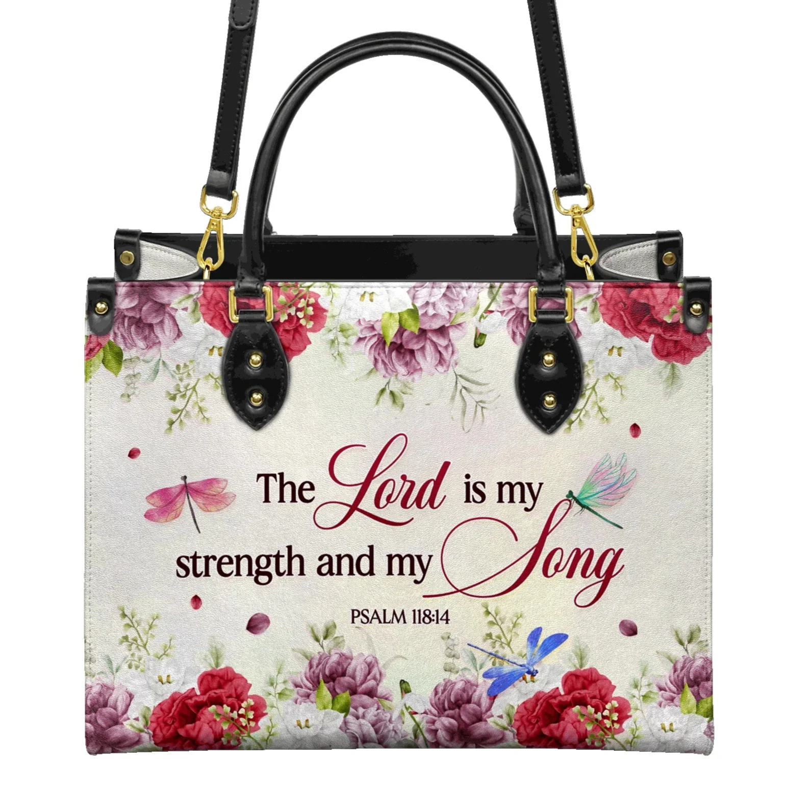 The Lord Is My Strength & Song Psalm 118:14 - Christian Leather Handbag