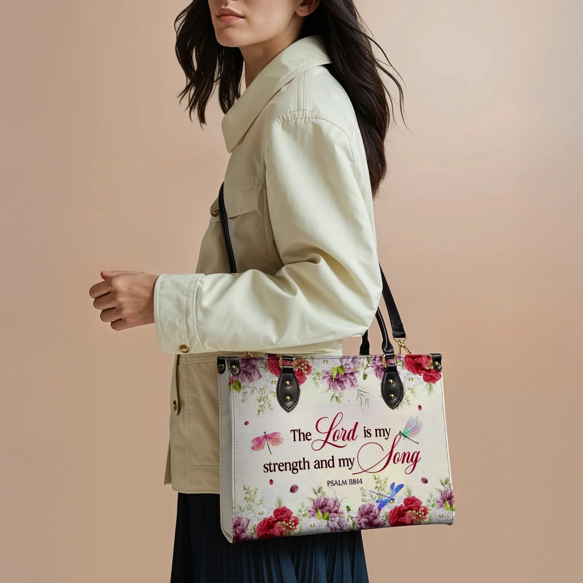 The Lord Is My Strength & Song Psalm 118:14 - Christian Leather Handbag - Image 4