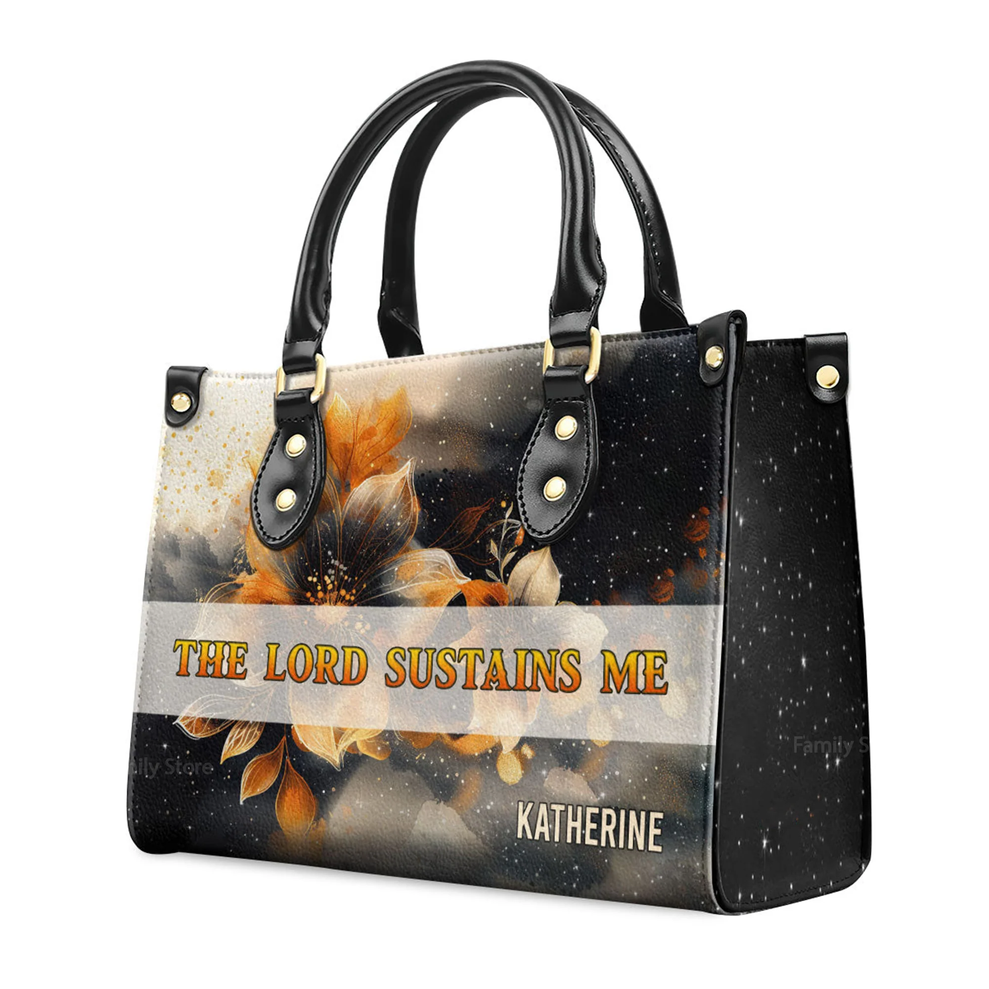 The Lord Sustains Me - Scripture Gifts For Women Of God - Personalized Leather Handbag With Handle - AT4081234 - Image 3