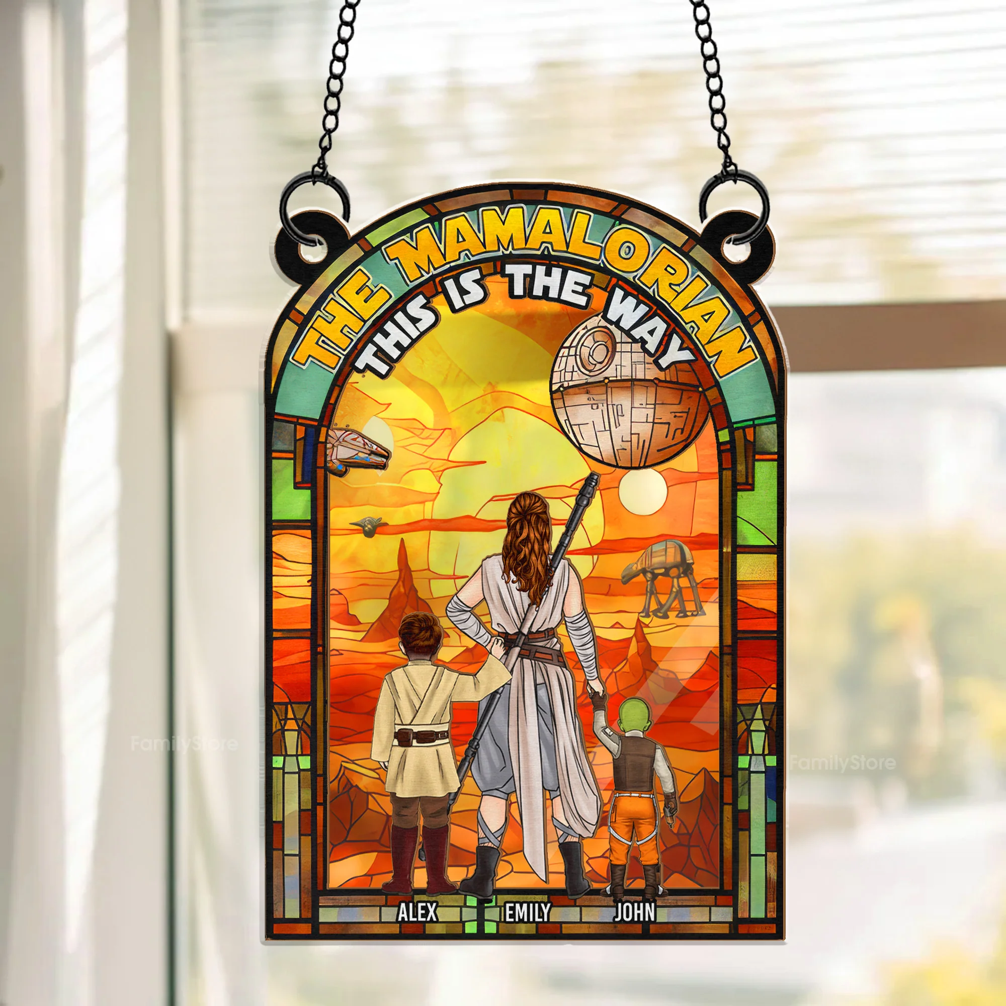 The Mamalorian This Is The Way - Personalized Window Hanging Suncatcher Ornament - Gift for Mom, Wife | CL08 NH96