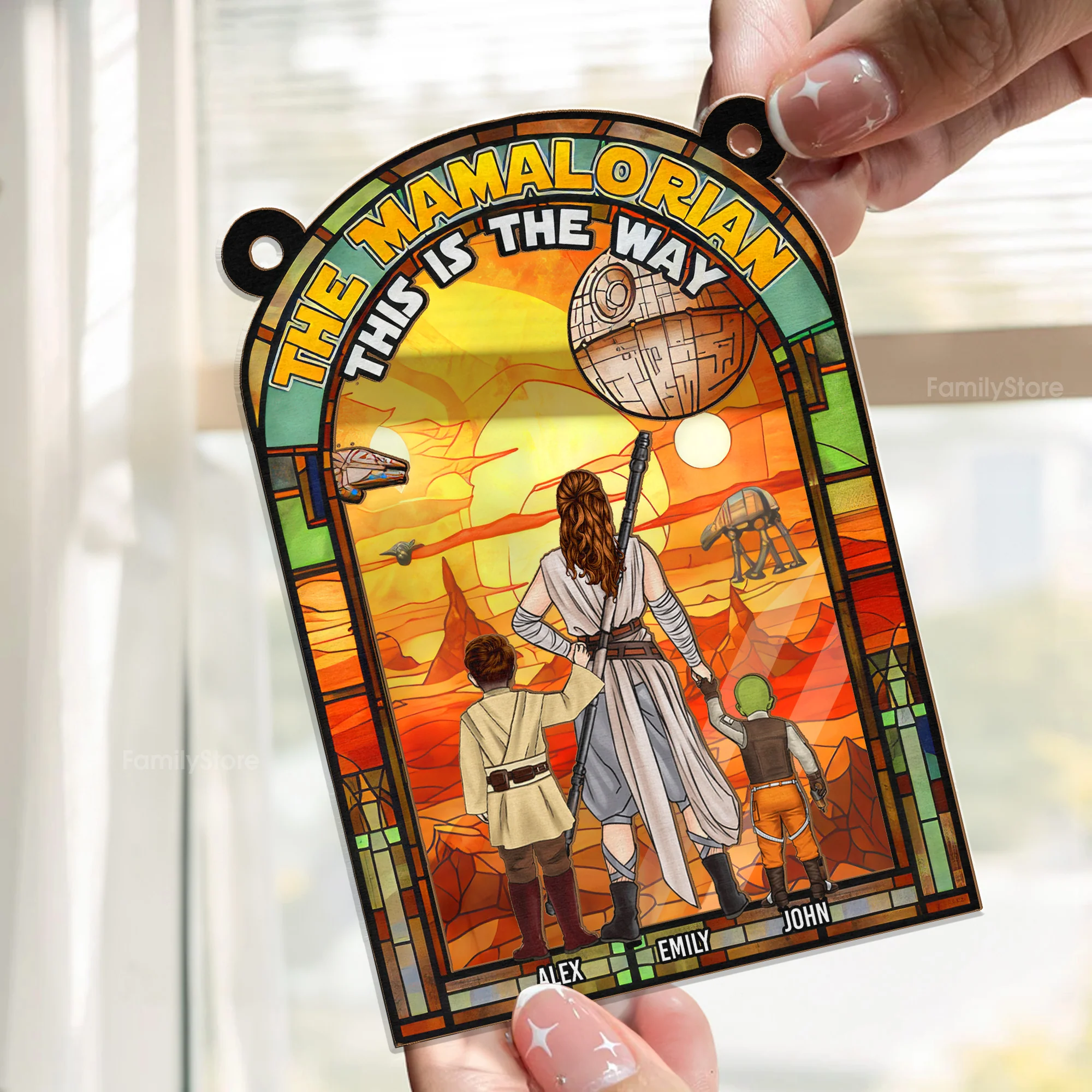 The Mamalorian This Is The Way - Personalized Window Hanging Suncatcher Ornament - Gift for Mom, Wife | CL08 NH96 - Image 2