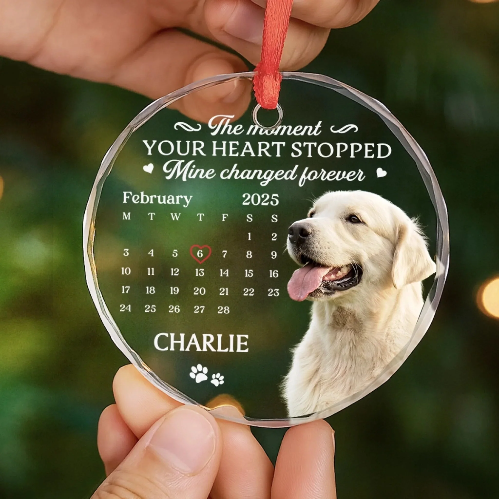 The Moment Your Heart Stopped Mine Changed Forever (Ver Pet) - Personalized Glass Ornament - Christmas Gift For Family, Memorial Pet, Dog, Cat HH01 - Image 5