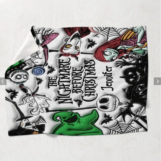 Spooky Gothic Cartoon Character - Personalized Blanket - Gift For Horror Lovers NL122 - Image 4
