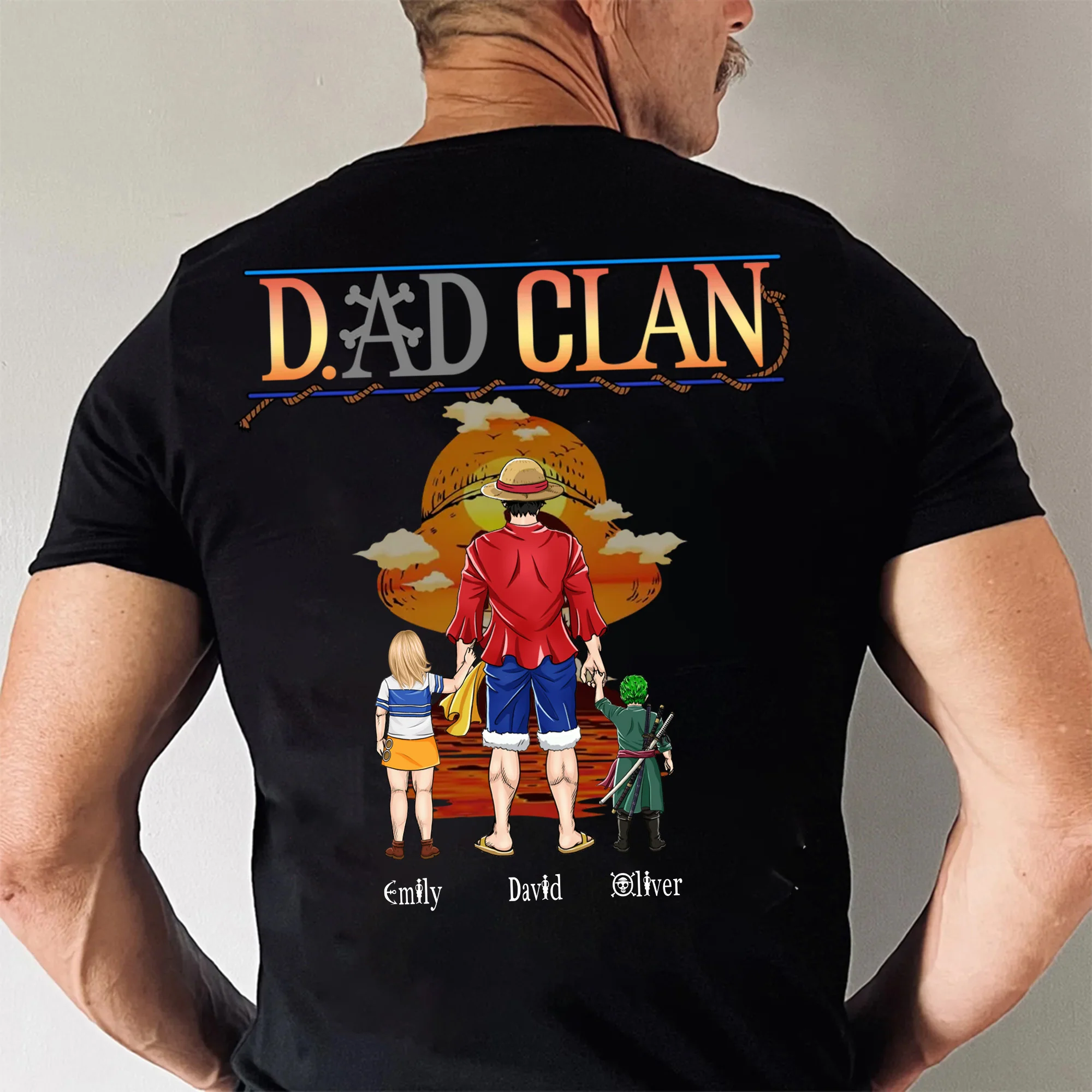 The One Piece Dad And His Clan - Gift For Father's Day - Personalized Shirt 2 Side - Image 4