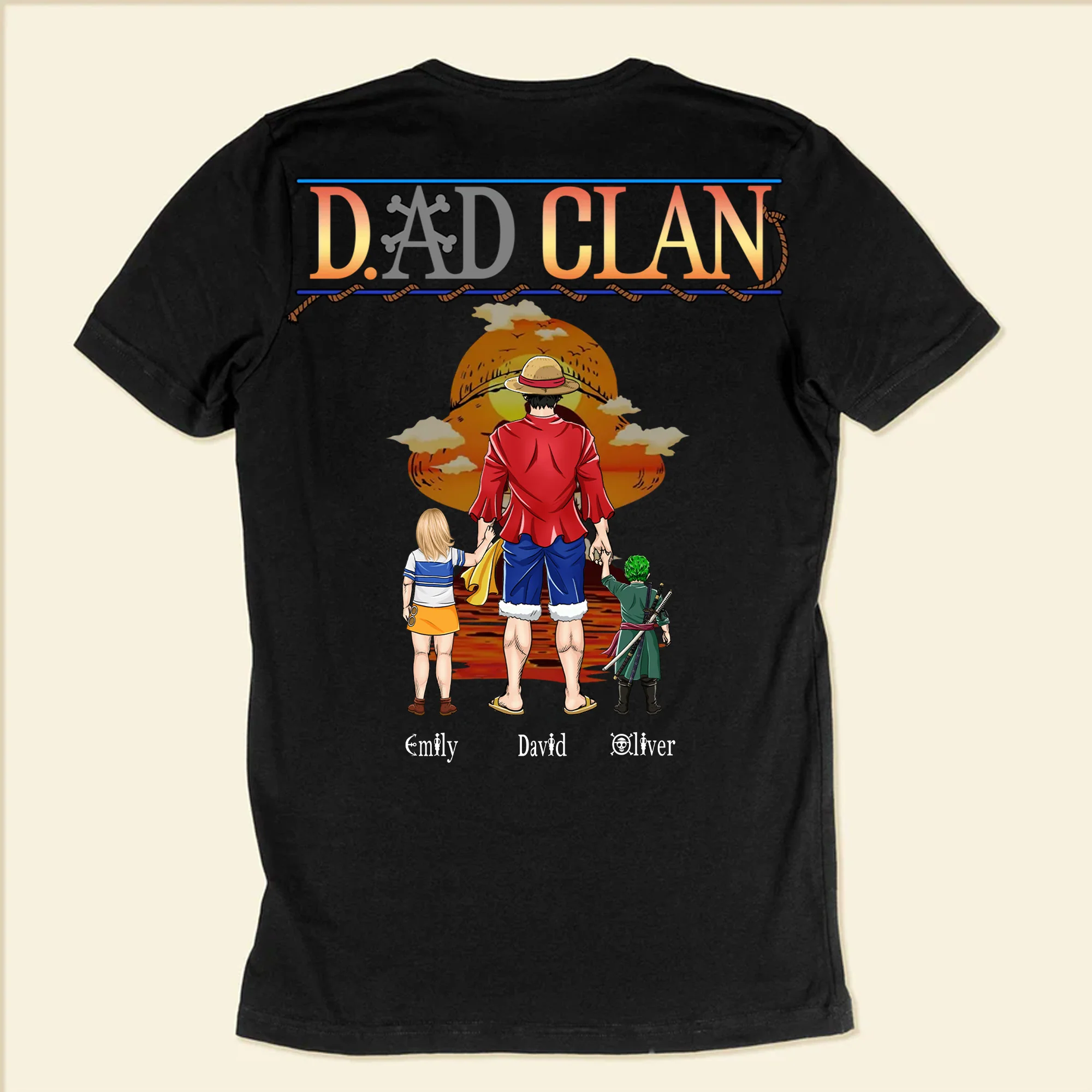 The One Piece Dad And His Clan - Gift For Father's Day - Personalized Shirt 2 Side - Image 5