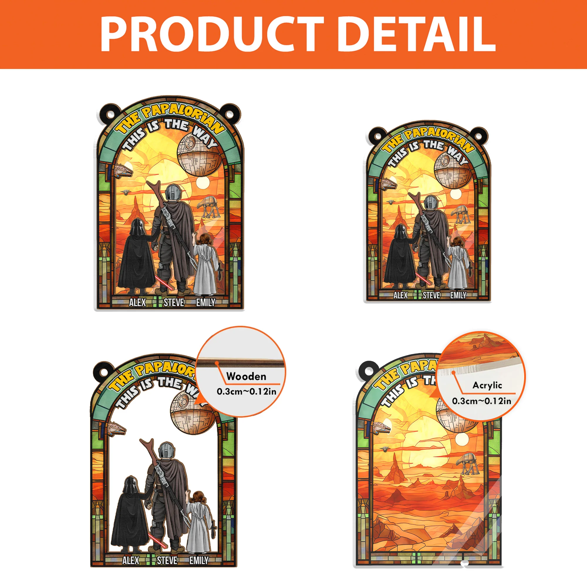 The Papalorian This Is The Way - Personalized Window Hanging Suncatcher Ornament - Gift for Dad, Husband | CL08 NH96 - Image 4