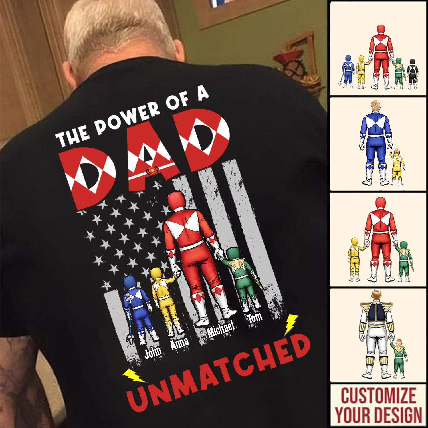 The Mighty Morphin Power Rangers Of Dad In Children's Lives Is Unmatched - Gift For Dad - Personalized TShirt - CL21 NA94 - Image 2