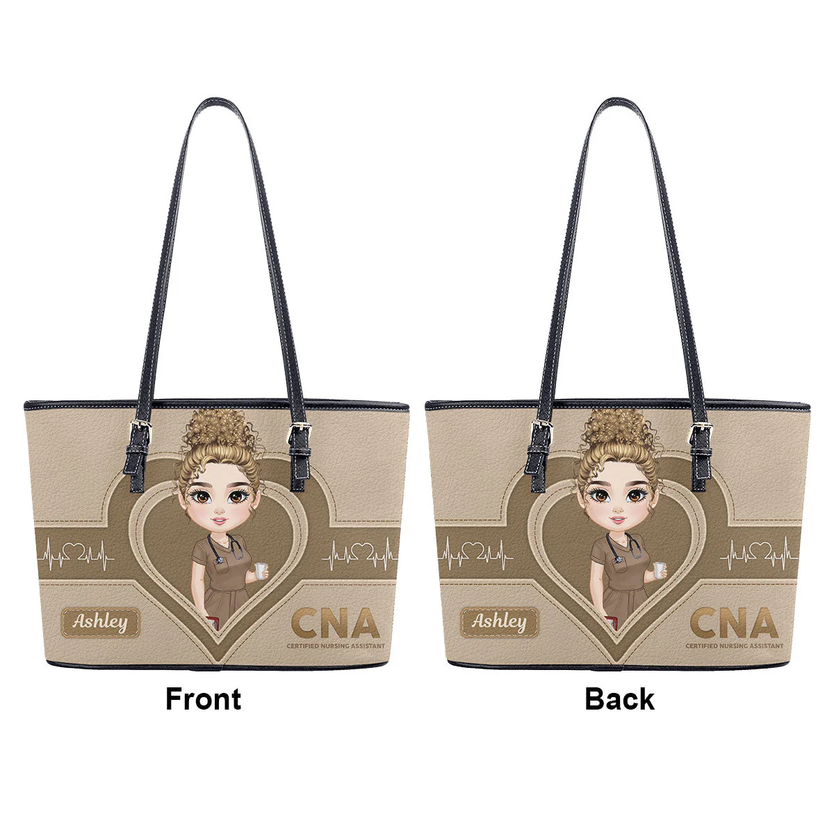 The Scrub Life - Personalized Leather Tote Bag - Gift For Nurse | NR4 HH01 - Image 5