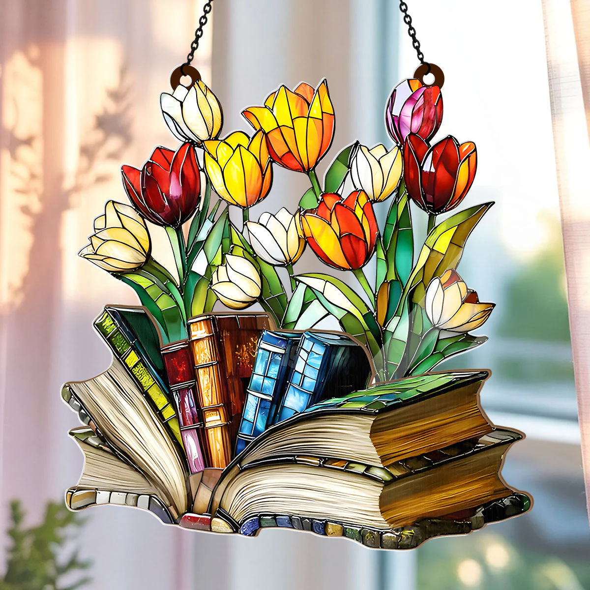 The Storybook Bloom - Personalized Acrylic Suncatcher - Gift For Her, Book Lovers HH01