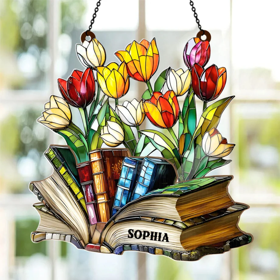 The Storybook Bloom - Personalized Window Hanging Suncatcher - Gift For Her, Book Lovers | HH01 - Image 3