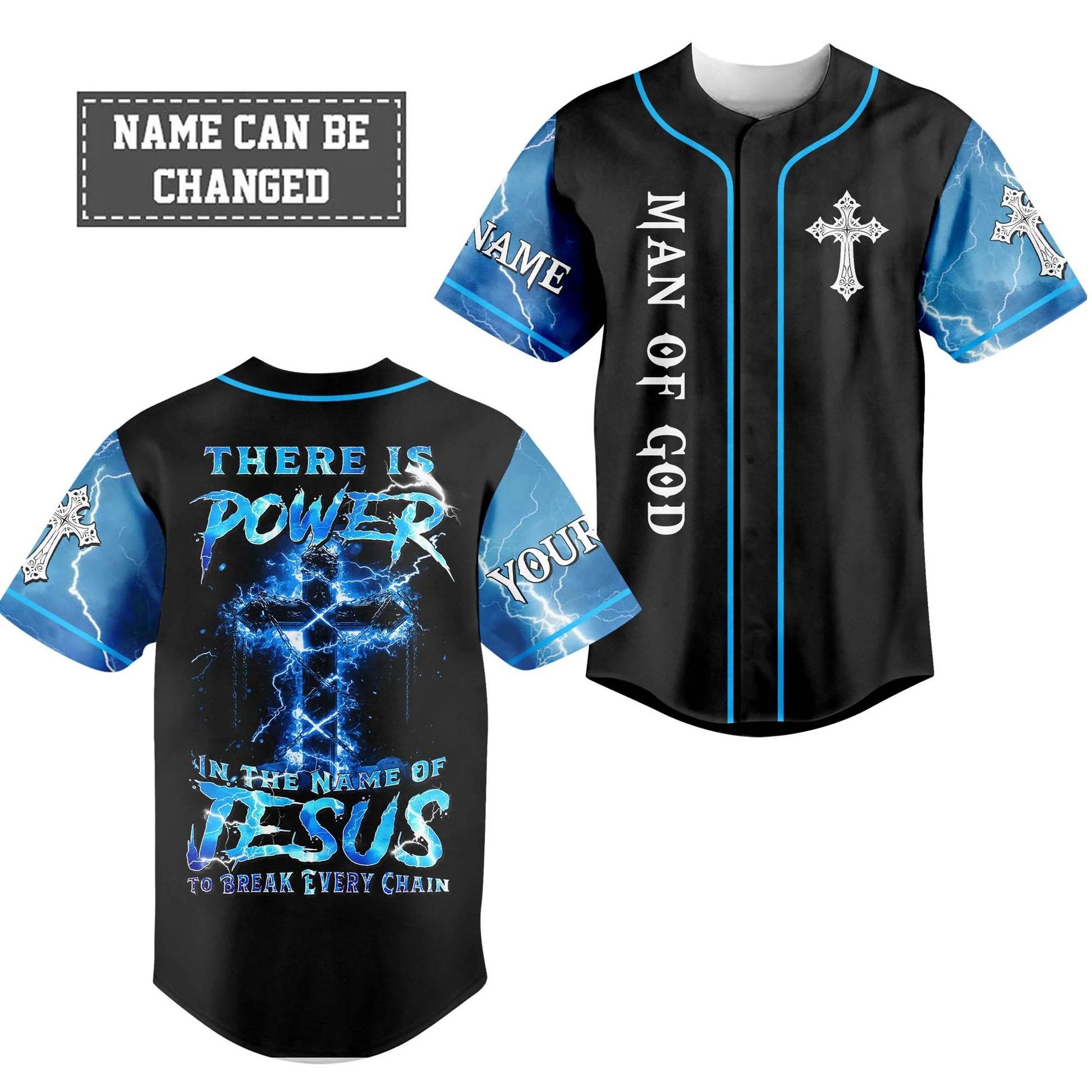 There Is Power In The Name Of Jesus To Break Every Chain Custom Name Baseball Jersey - Christant Gift For Him