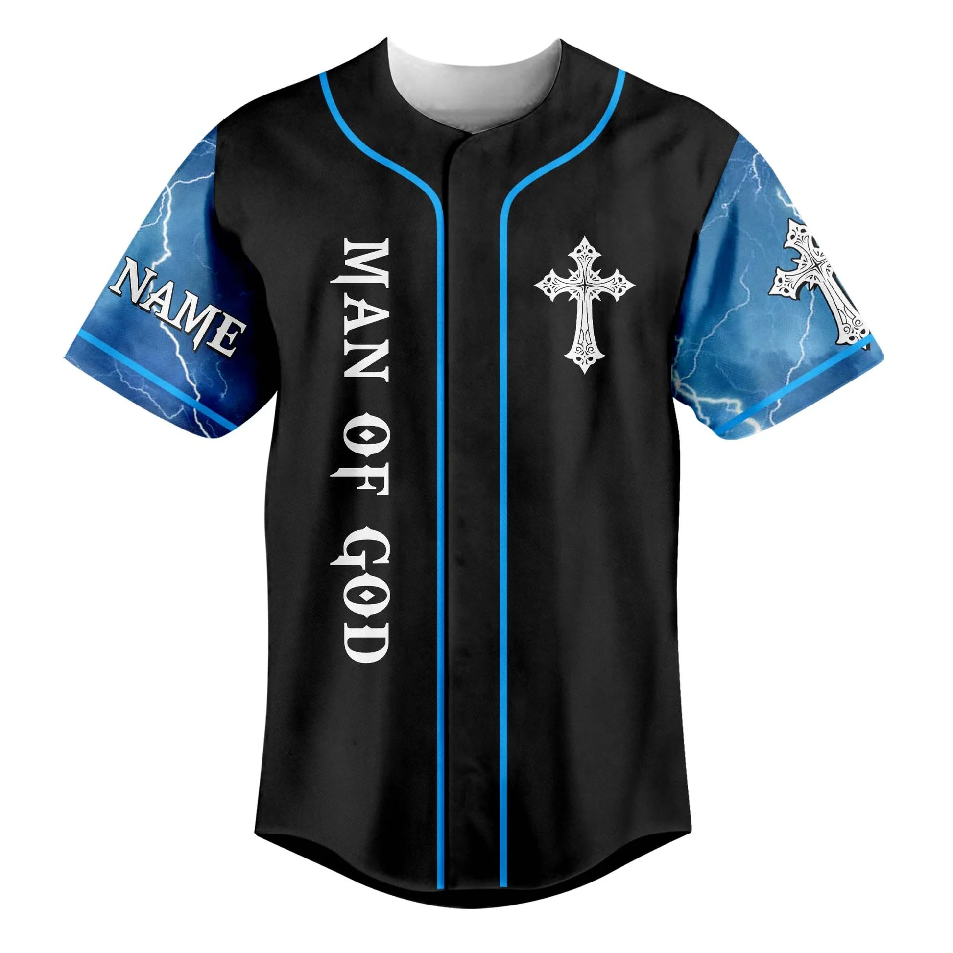 There Is Power In The Name Of Jesus To Break Every Chain Custom Name Baseball Jersey - Christant Gift For Him - Image 2