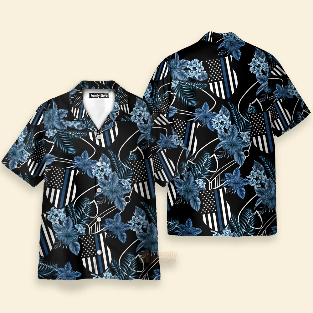 Thin Blue Line Hawaii Shirt Police Seamless Pattern Hawaiian Shirt - Image 2